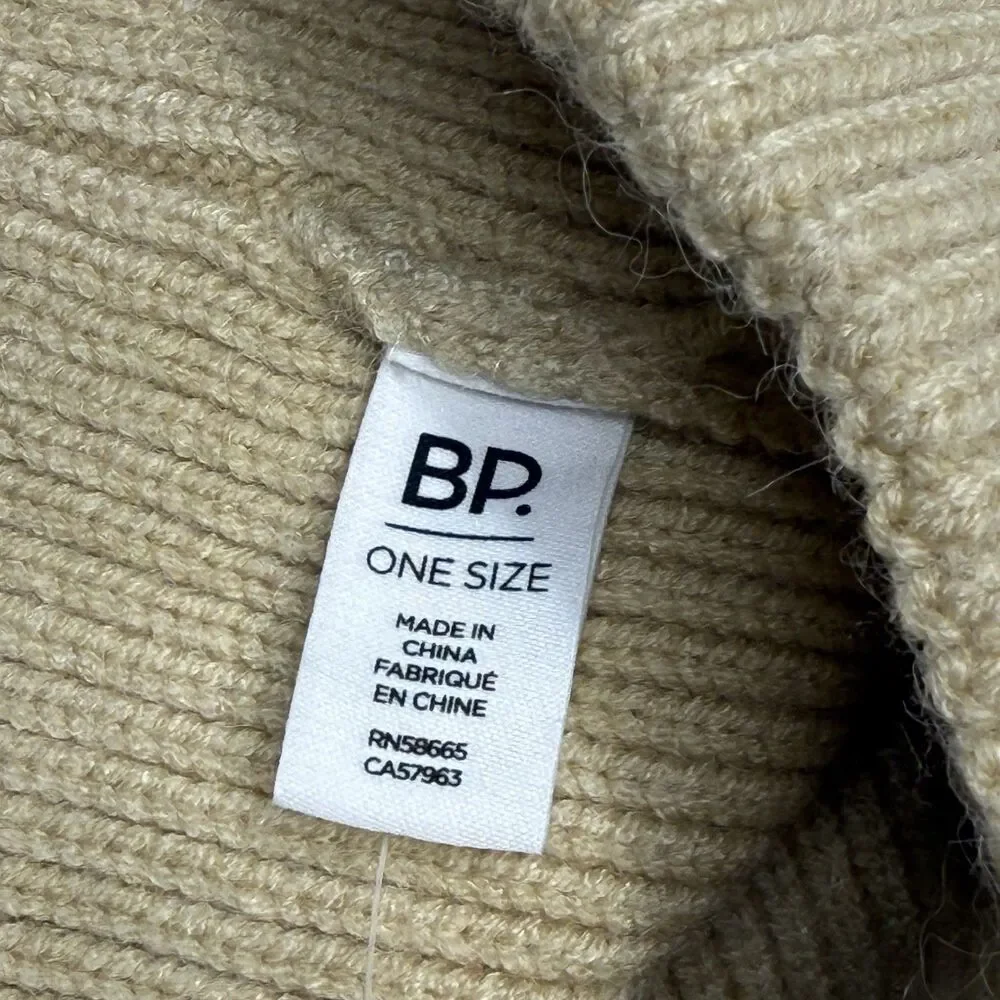 BP Nordstrom Biscotti Metallic Ribbed Oversized Cuff Beanie Hat New